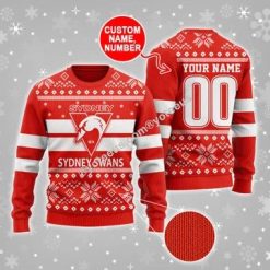 AFL Sydney Swans Custom Name Number Ugly Christmas Sweater V2